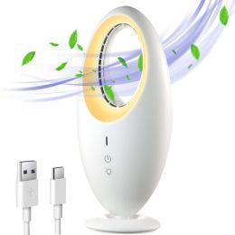 2023 New Desktop Leafless Fan Mini USB Rechargeable Desktop Night Light Small Fan Shape Simple And Portable Desktop Night Light