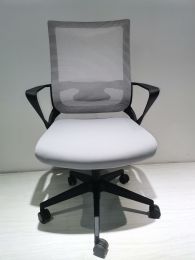 Ardamore Fixed Armrest Adjustable Height Swivel Office Chair Black Wengue and Smokey Oak