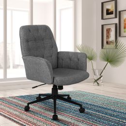 Techni Mobili Modern Upholstered Tufted Office Chair with Arms; Grey