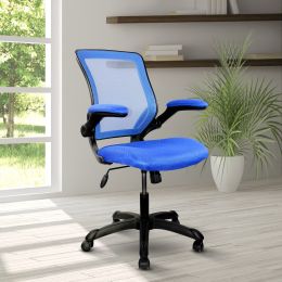 Techni Mobili Mesh Task Office Chair with Flip Up Arms; Blue