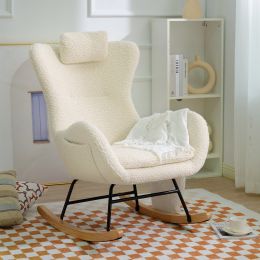 Rocking Chair - with rubber leg and cashmere fabric; suitable for living room and bedroom