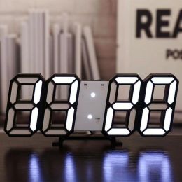 1pc 3D LED Digital Clock; Bedroom LED Clock For Home Decor (Color: Black & White)