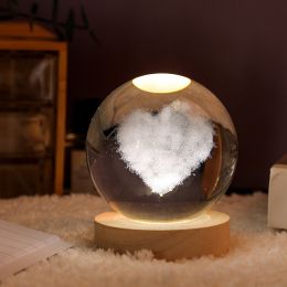 1pc Creative Crystal Ball Decoration; Desktop Night Light; Bedroom Night Light Valentine's Day Gifts Birthday Gifts (Style: Love Cloud)