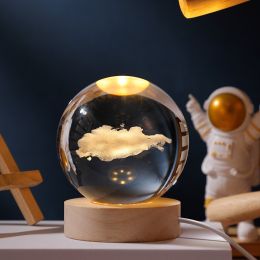 1pc Creative Crystal Ball Decoration; Desktop Night Light; Bedroom Night Light Valentine's Day Gifts Birthday Gifts (Style: Clouds)