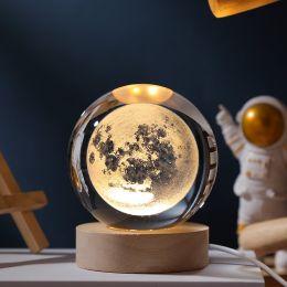 1pc Creative Crystal Ball Decoration; Desktop Night Light; Bedroom Night Light Valentine's Day Gifts Birthday Gifts (Style: Moon)