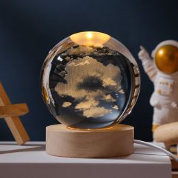 1pc Creative Crystal Ball Decoration; Desktop Night Light; Bedroom Night Light Valentine's Day Gifts Birthday Gifts (Style: Cloud Cover)