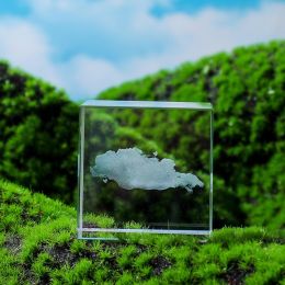 Moon; Cloud; 3D Cube Engraved Crystal Craft Ornaments; Desktop Bedroom Decorations; Creative Birthday Gifts (Style: Clouds)