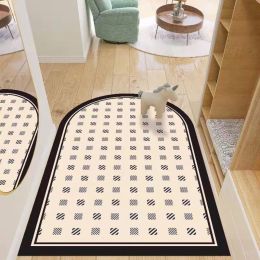 Simple Geometric Home Entrance Floor Mat Crystal Velvet Absorbent Non-slip Arched Rectangle Carpet Home Decoration Foot Mat Semi-circle Door Mat (Type: 07 Arched, size: 100*120cm)