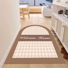 Simple Geometric Home Entrance Floor Mat Crystal Velvet Absorbent Non-slip Arched Rectangle Carpet Home Decoration Foot Mat Semi-circle Door Mat (Type: 08 Arched, size: 120*180cm)