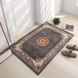 Thickened Absorbent Jacquard Carpet Dornier Woven Living Room Bathroom Rug Kitchen Non-slip Home Entry Floor Door Mat Red Brown (Color: Grey, size: 100CM x 140CM)