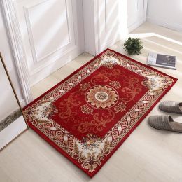 Thickened Absorbent Jacquard Carpet Dornier Woven Living Room Bathroom Rug Kitchen Non-slip Home Entry Floor Door Mat Red Brown (Color: Red, size: 100CM x 140CM)