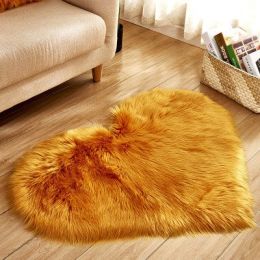 6cm Plush Carpet Fuzzy Wool Floor Mat Multicolor Heart Soft Fluffy Cozy Living Room Bedroom Aldult Child Boy Girl Fashion Lovely (Color: Brown & Yellow, size: 40cm x 50cm)