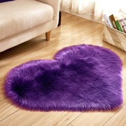 6cm Plush Carpet Fuzzy Wool Floor Mat Multicolor Heart Soft Fluffy Cozy Living Room Bedroom Aldult Child Boy Girl Fashion Lovely (Color: Purple, size: 30cm x 40cm)