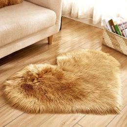 6cm Plush Carpet Fuzzy Wool Floor Mat Multicolor Heart Soft Fluffy Cozy Living Room Bedroom Aldult Child Boy Girl Fashion Lovely (Color: Khaki, size: 70cm x 90cm)