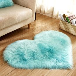 6cm Plush Carpet Fuzzy Wool Floor Mat Multicolor Heart Soft Fluffy Cozy Living Room Bedroom Aldult Child Boy Girl Fashion Lovely (Color: Sky Blue, size: 120cm x 150cm)
