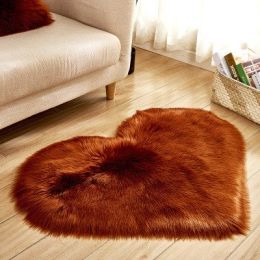 6cm Plush Carpet Fuzzy Wool Floor Mat Multicolor Heart Soft Fluffy Cozy Living Room Bedroom Aldult Child Boy Girl Fashion Lovely (Color: Brown, size: 40cm x 50cm)