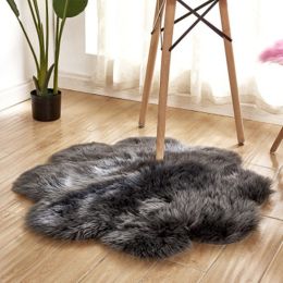 Fluffy 6cm Plush Carpet Fuzzy Wool Floor Mat Multicolor Flowers Clouds Soft Living Room Bedroom Adult Child Kids Fashion Lovely (Color: Dark Grey, size: 60*60cm)