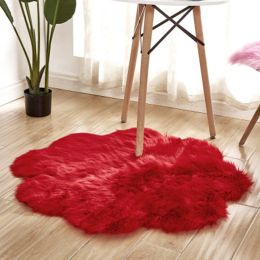 Fluffy 6cm Plush Carpet Fuzzy Wool Floor Mat Multicolor Flowers Clouds Soft Living Room Bedroom Adult Child Kids Fashion Lovely (Color: Red, size: 90*90cm)