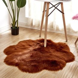 Fluffy 6cm Plush Carpet Fuzzy Wool Floor Mat Multicolor Flowers Clouds Soft Living Room Bedroom Adult Child Kids Fashion Lovely (Color: Coffee, size: 45*45cm)