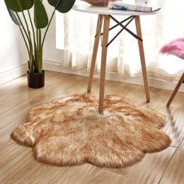 Fluffy 6cm Plush Carpet Fuzzy Wool Floor Mat Multicolor Flowers Clouds Soft Living Room Bedroom Adult Child Kids Fashion Lovely (Color: White & Yellow, size: 45*45cm)