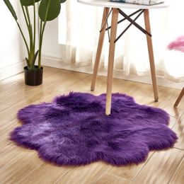 Fluffy 6cm Plush Carpet Fuzzy Wool Floor Mat Multicolor Flowers Clouds Soft Living Room Bedroom Adult Child Kids Fashion Lovely (Color: Purple, size: 45*45cm)