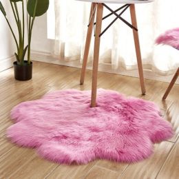 Fluffy 6cm Plush Carpet Fuzzy Wool Floor Mat Multicolor Flowers Clouds Soft Living Room Bedroom Adult Child Kids Fashion Lovely (Color: Dark Pink, size: 90*90cm)