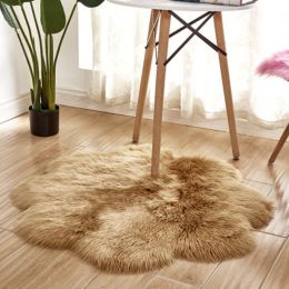 Fluffy 6cm Plush Carpet Fuzzy Wool Floor Mat Multicolor Flowers Clouds Soft Living Room Bedroom Adult Child Kids Fashion Lovely (Color: Brown, size: 90*90cm)