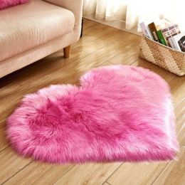 6cm Plush Carpet Fuzzy Wool Floor Mat Multicolor Heart Soft Fluffy Cozy Living Room Bedroom Aldult Child Boy Girl Fashion Lovely (Color: Dark Pink, size: 70cm x 90cm)
