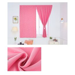 Solid Color Star Curtain White Tulle Hook&Loop No Punching Easy To Install Bedroom Girls Kids Adult Shading Simple Self-adhesive (Style: Pink & Silver Stars, size: W 1.2m x H 1.5m)