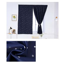 Solid Color Star Curtain White Tulle Hook&Loop No Punching Easy To Install Bedroom Girls Kids Adult Shading Simple Self-adhesive (Style: Navy Blue & Silver Stars, size: W 1.3m x H 1.8m)