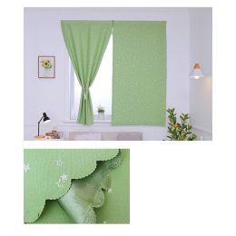 Solid Color Star Curtain White Tulle Hook&Loop No Punching Easy To Install Bedroom Girls Kids Adult Shading Simple Self-adhesive (Style: Green & Silver Star, size: W 1.3m x H 1.5m)