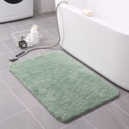 Thickened Plush Entrance Carpet Absorbent Non-slip Soft Kitchen Bathroom Bedroom Living Room Simple Floor Door Mat Home Decor (Color: Grass Green, size: 60x90CM(1.8cm thick))