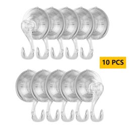 5/10 PCS Suction Cup Hook, Large Clear Reusable Heavy Duty Suction Hook for Sturdy Window Glass Door Kitchen Bathroom Shower Wall Suction Hanger (Pieces: 10)