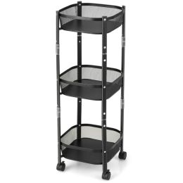 3-Tier Rotating 1-Second folding Storage Rack Metal (Type: Square)