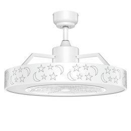 23 Inch Ceiling Fan with LED Light and Remote Control (Color: White)