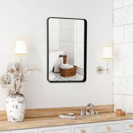 Rectangular Wall Mount Bathroom Mirror with Solid Steel Frame (size: large)